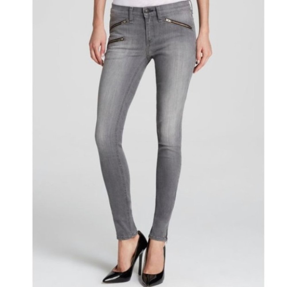 rag & bone Gray Ankle Skinny Jeans with Zip Accents